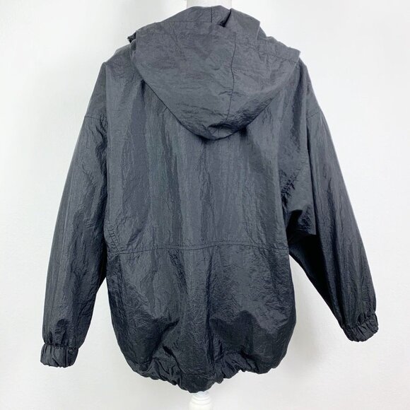 Vintage Windbreaker Size Medium Black Active Ingredient Pullover Cinch Waist - Picture 2 of 4